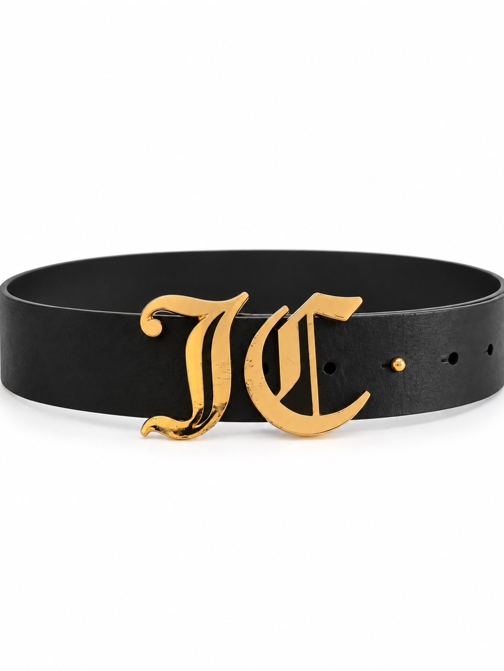 Juicy Couture Black Belt with Gold JC Monogram Buckle